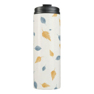 Bouteilles Isothermes Motif de feuilles d'automne bleu pastel clair et m
