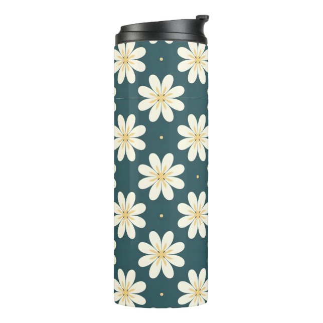 Bouteilles Isothermes Motif de fleurs blanc et jaune (Tourné sur la gauche)