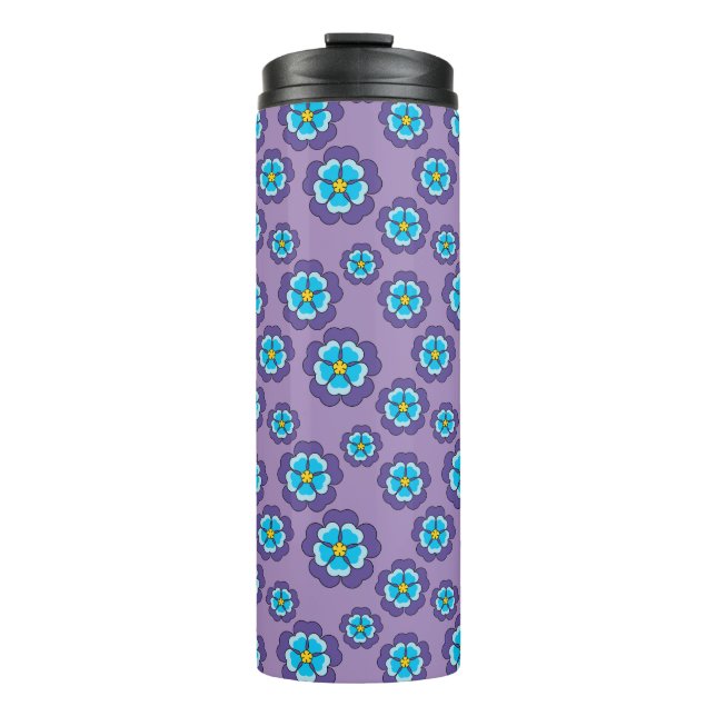 Bouteilles Isothermes Motif de fleurs bleu violet (Devant)