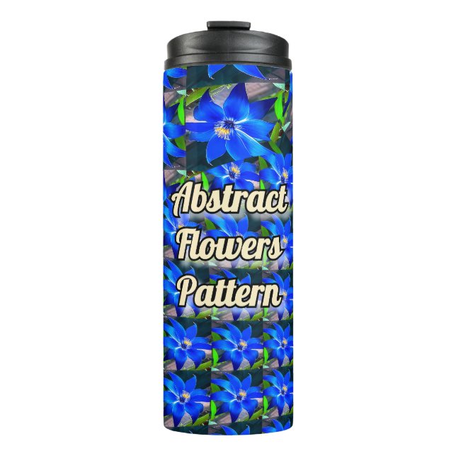 Bouteilles Isothermes Motif de fleurs bleues profondes (Devant)