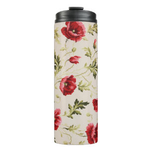 Bouteilles Isothermes Motif de fleurs de coquelicots rouges vifs vintage