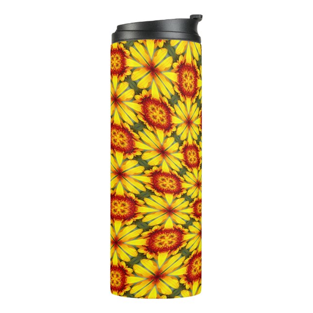 Bouteilles Isothermes Motif de fleurs d'or (Tourné sur la gauche)
