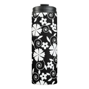 Bouteilles Isothermes Motif de fleurs en spirale noir et blanc mignon