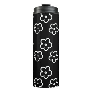 Bouteilles Isothermes Motif de fleurs noir et blanc