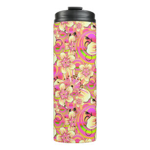 Bouteilles Isothermes motif de fleurs roses groovy