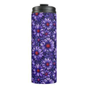 Bouteilles Isothermes Motif de fleurs stylisées violettes