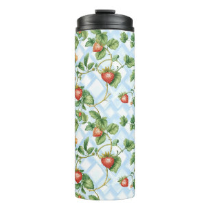 Bouteilles Isothermes Motif de fraise et feuille de charme - Vintage
