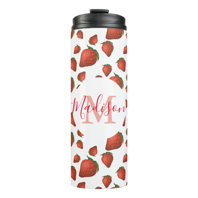 Bouteilles Isothermes Motif de fraises Monogramme Nom initial (Devant)