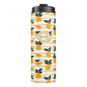 Bouteilles Isothermes Motif de fruits d'agrumes avec Feuilles verts (4)