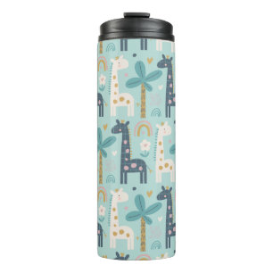 Bouteilles Isothermes Motif de Giraffe Whimsical en Pastel Blue