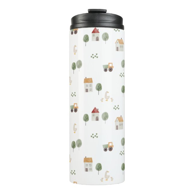 Bouteilles Isothermes Motif de la ferme d'aquarelle (Devant)