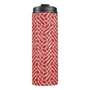 Bouteilles Isothermes Motif De Ligne Abstraite Rouge Et Crème