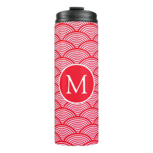 Bouteilles Isothermes Motif de monogramme à coquille Saint-Jacques rouge