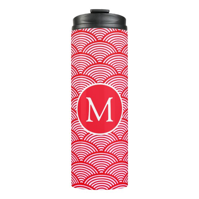 Bouteilles Isothermes Motif de monogramme à coquille Saint-Jacques rouge (Devant)