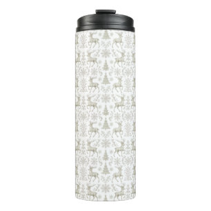 Bouteilles Isothermes Motif de Noël rustique moderne argent/blanc