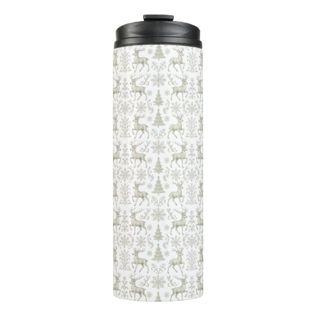Bouteilles Isothermes Motif de Noël rustique moderne argent/blanc (Devant)