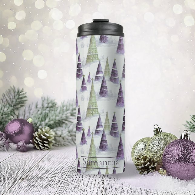 Bouteilles Isothermes Motif de Noël vert violet #8 ID1009 (Créateur téléchargé)