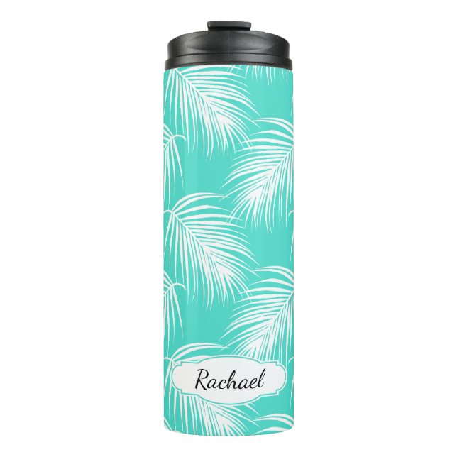 Bouteilles Isothermes Motif de palme tropical avec monogramme personnali (Devant)
