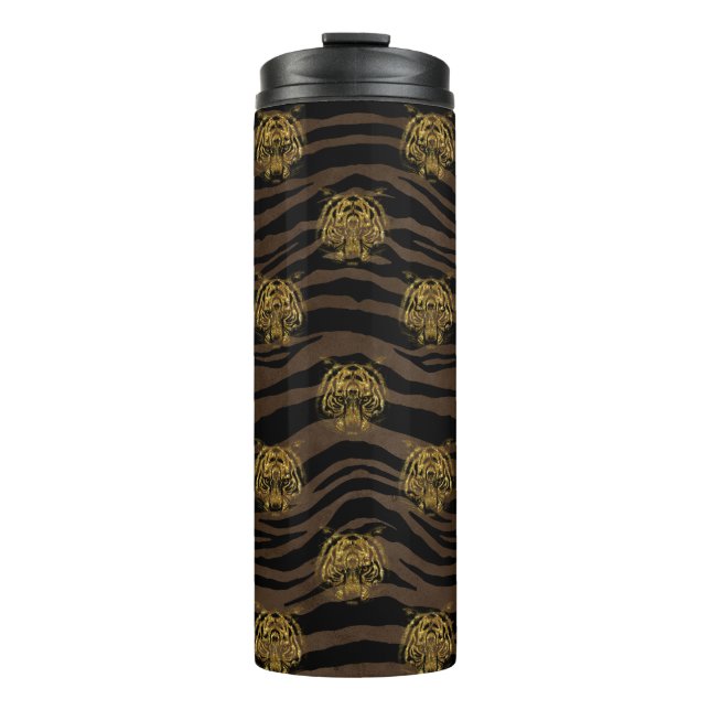 Bouteilles Isothermes Motif de Parties scintillant d'or Jungle Tiger (Devant)