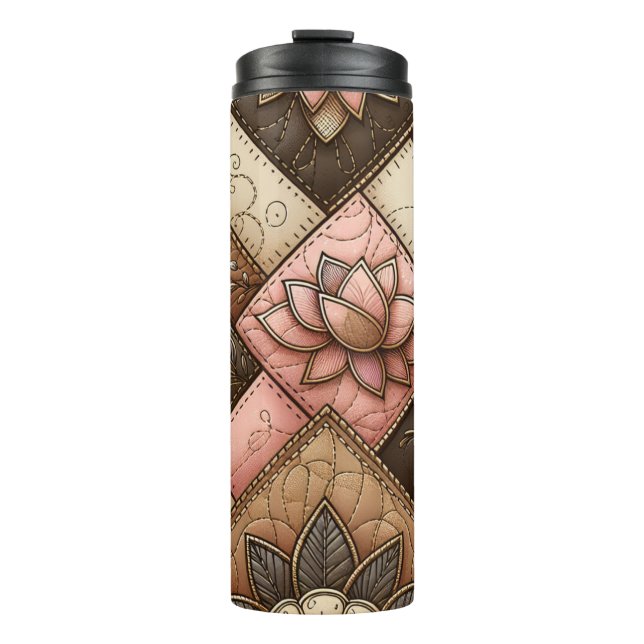 Bouteilles Isothermes Motif de patchwork matelassé floral (Devant)