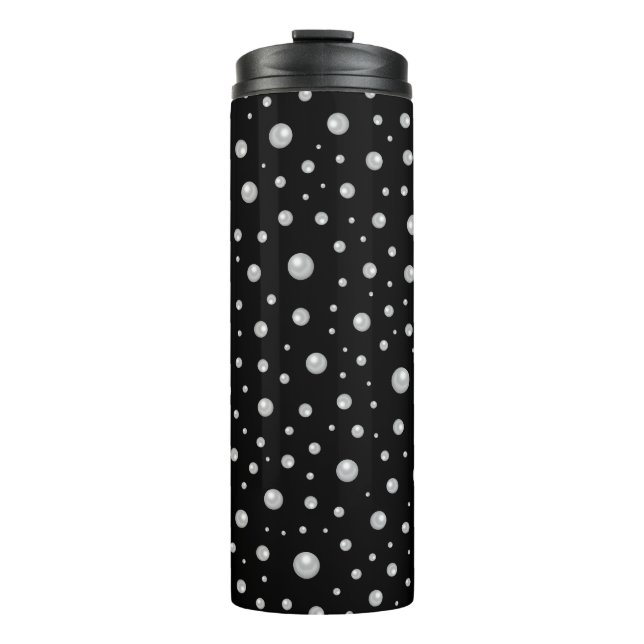 Bouteilles Isothermes Motif de perle sur fond noir (Devant)
