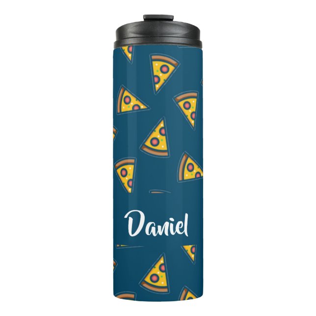 Bouteilles Isothermes Motif de pizza sur fond bleu (Devant)