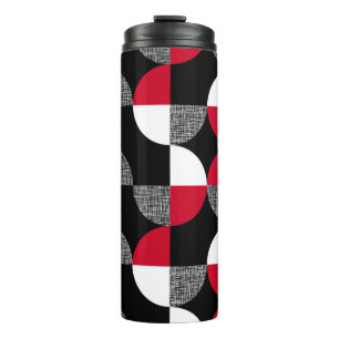 Bouteilles Isothermes Motif de plaid géométrique noir, rouge, blanc.