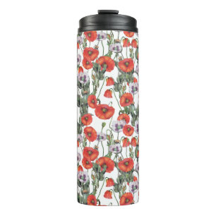 Bouteilles Isothermes Motif de Poppies rouges et violettes