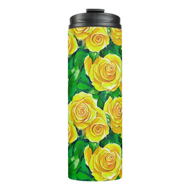 Bouteilles Isothermes Motif de Rose d'aquarelle jaune (Devant)