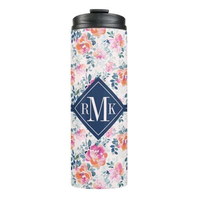 Bouteilles Isothermes Motif de roses peint par | de monogramme (Devant)