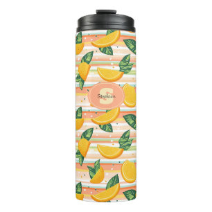 Bouteilles Isothermes Motif de tranche orange avec Feuilles verts sur Pa