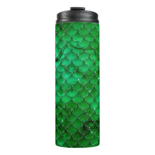 Bouteilles Isothermes Motif d'écailles de dragon vert émeraude