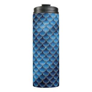 Bouteilles Isothermes Motif d'écailles de sirène pailleté bleu marine