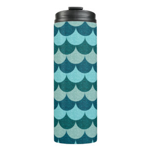 Bouteilles Isothermes Motif d'écailles de sirène pailletées bleues