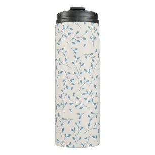 Bouteilles Isothermes Motif délicat de vigne botanique bleu clair et crè