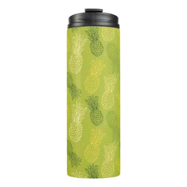 Bouteilles Isothermes Motif d'ensemble d'ananas sur le vert (Devant)