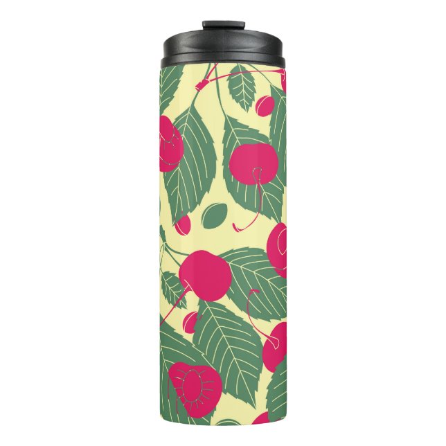 Bouteilles Isothermes Motif d'été de couleur vive avec cerises. Grappe (Devant)