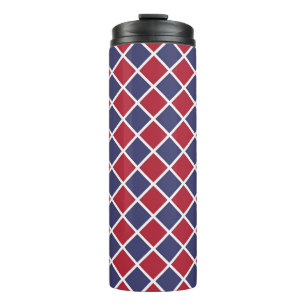 Bouteilles Isothermes Motif diamant à carreaux Harlequin rouge bleu blan