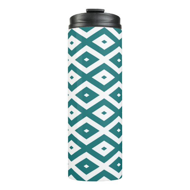 Bouteilles Isothermes motif diamant turquoise et blanc (Devant)