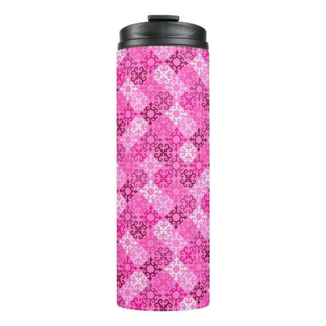 Bouteilles Isothermes Motif diamanté à filigrane rose (Devant)