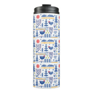 Bouteilles Isothermes Motif d'oiseau d'hiver d'art populaire