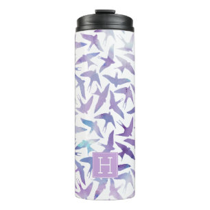 Bouteilles Isothermes Motif d'oiseaux d'aquarelle violet