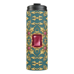 Bouteilles Isothermes Motif doré sans couture avec rubis