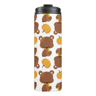 Bouteilles Isothermes Motif D'Ours, Ours Mignons, Automne, Citrouille