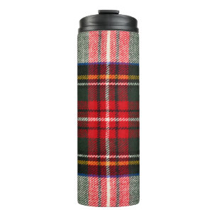 Bouteilles Isothermes Motif écossais tartan. Laine rouge et blanche plai