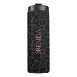 Bouteilles Isothermes Motif élégant monochromatique noir et gris Damas