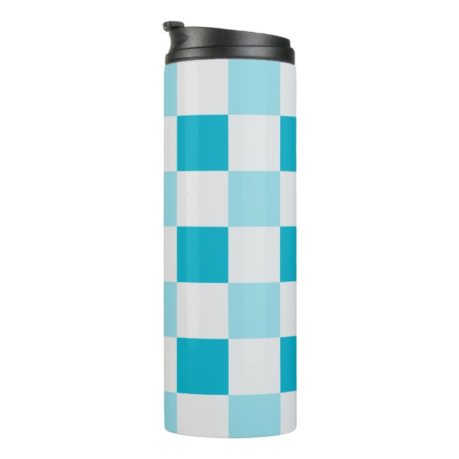 Bouteilles Isothermes Motif en damier blanc et bleu (Tourné sur la droite)