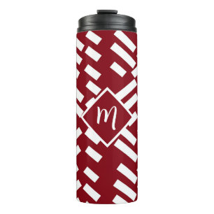 Bouteilles Isothermes Motif en diagonale minimaliste rouge, Monogramme