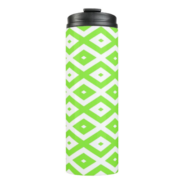 Bouteilles Isothermes Motif en diamant vert et blanc (Devant)
