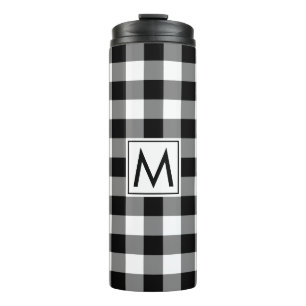 Bouteilles Isothermes Motif En vichy noir et blanc avec Monogramme